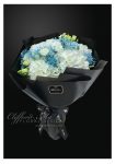 White Hydrangea w/ white Eustoma and Light Blue Gypsophila mixed Bouquet